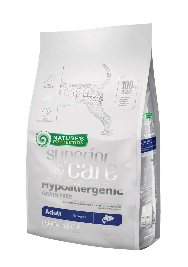 Natures Protection Dog Adult SC Grain Free Hypoallergenic Salmon 1,5kg