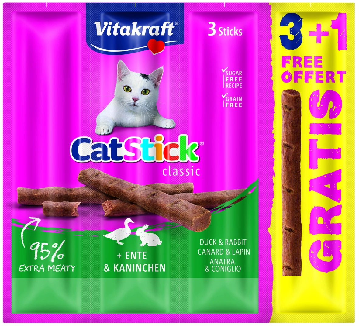 Vitakraft Cat Stick Jutalomfalat Mini Nyúl & Kacsa 3+1x6g