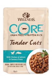 Wellness Core Cat Tender Cuts Alutasak Csirke&Lazac ízletes szószban 85g