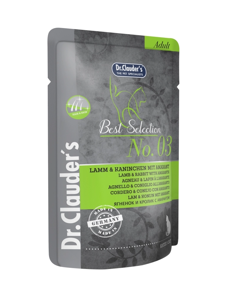 Dr.Clauders Cat Best Selection No3 Alutasak Bárány&nyúl amaránttal - Hair&Skin 85g