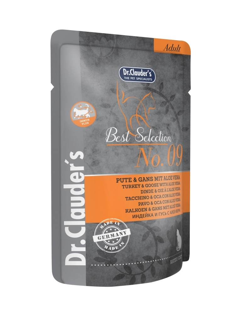 Dr.Clauders Cat Best Selection No9 Alutasak Pulyka&liba Aloe Verával - Immun plus 85g