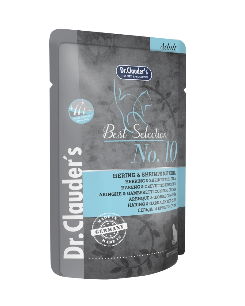 Dr.Clauders Cat Best Selection No10 Alutasak Hering&garnéla chia maggal 85g