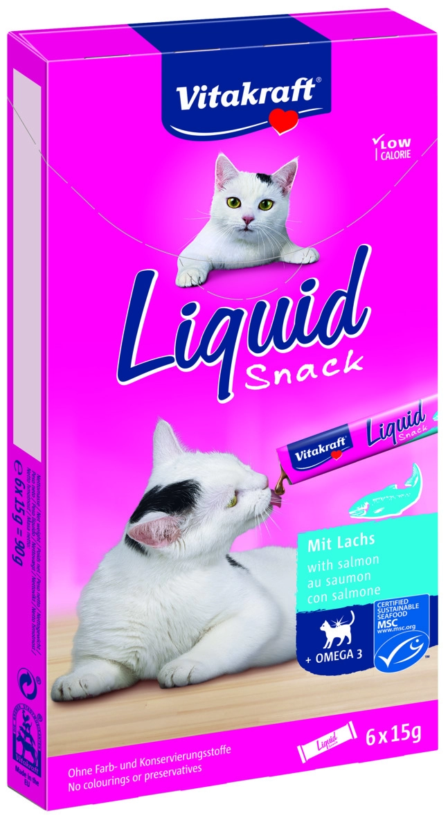 Vitakraft Macska Folyékony Jutalomfalat Omega-3 & Lazaccal 6x15g