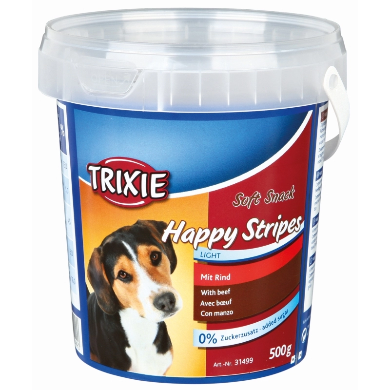 Jutalomfalat Soft Snack Happy Stripes Vödrös 500g