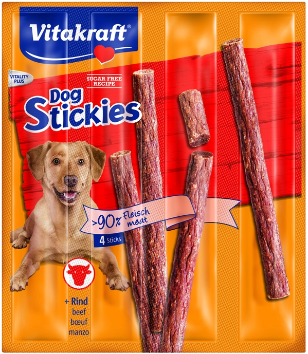 Vitakraft Dog Stickies Kutya Jutalomfalat Marhahússal 4x11g