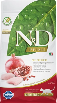 N&D Cat Prime csirke&gránátalma adult ivartalanított 1,5kg