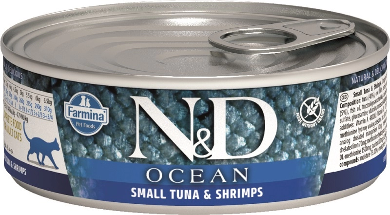 N&D Cat Ocean konzerv tonhal&garnélarák 80g
