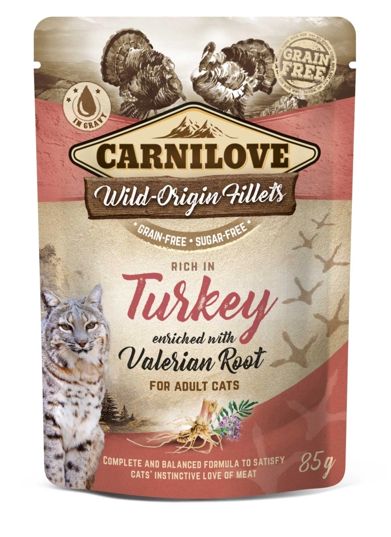 Carnilove Cat tasakos Turkey with Valerian - Pulyka macskagyökérrel mártásban 85g