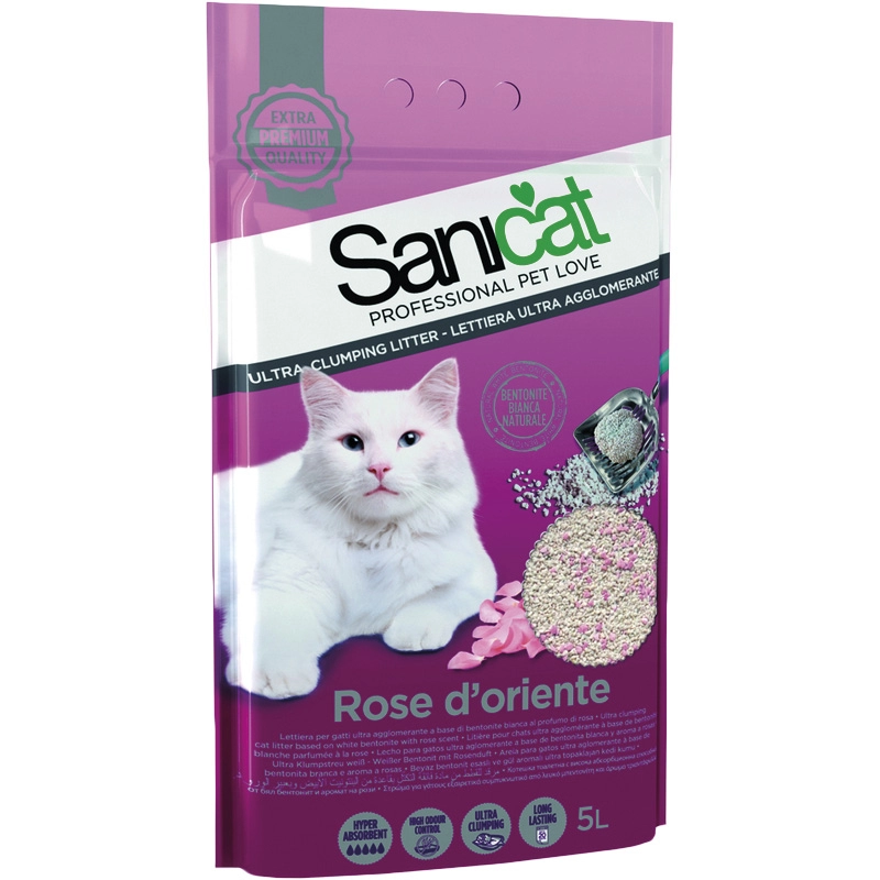 Sanicat macskaalom Rose Doriente rózsa illat fehér csomósodó bentonit 5l