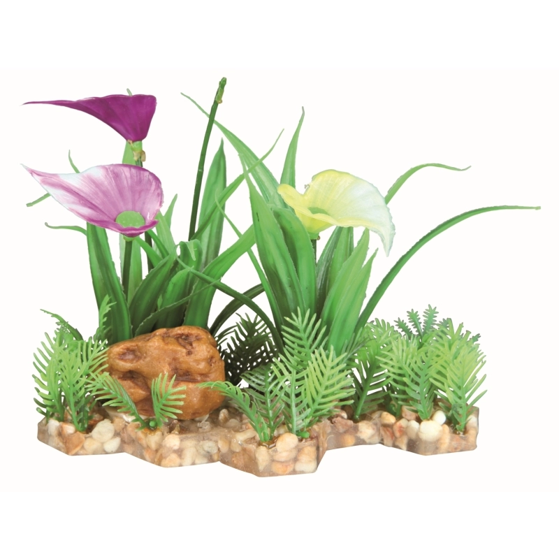 Akvárium Dekor Műanyag Nővény Kavics Ágyon 13cm