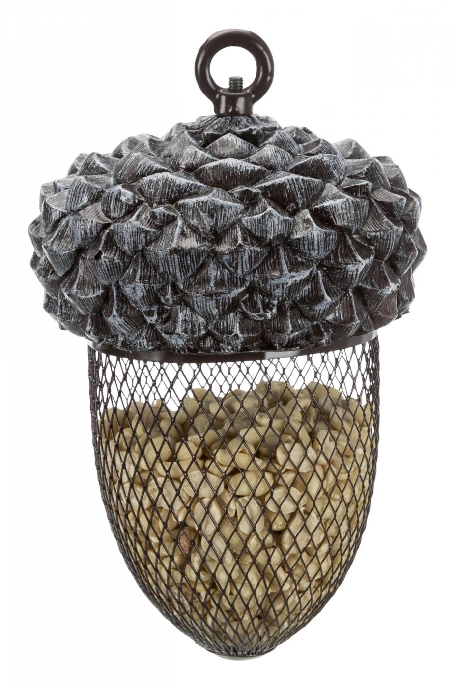 Kültéri Madáretető Makk Fém 700ml 14x22cm Barna/Fehér