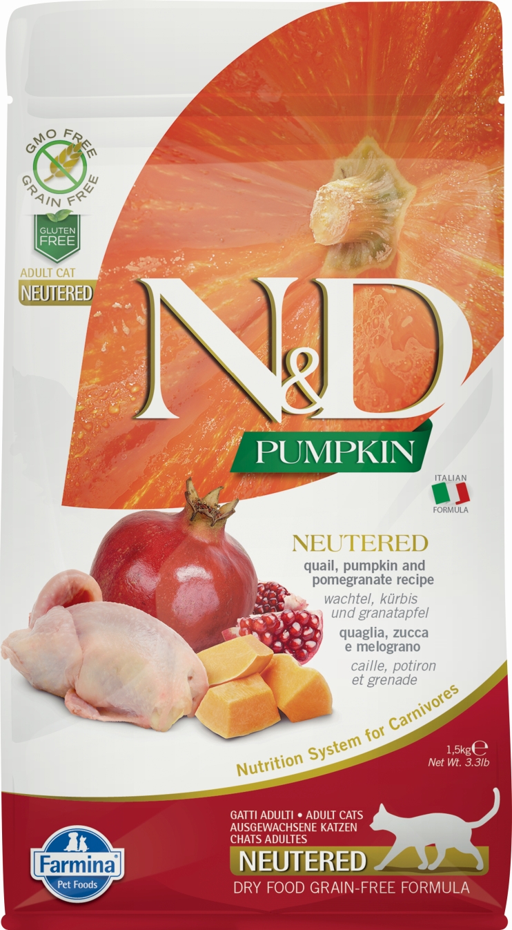 N&D Cat Grain Free Pumpkin fürj ivatalanított 1,5kg