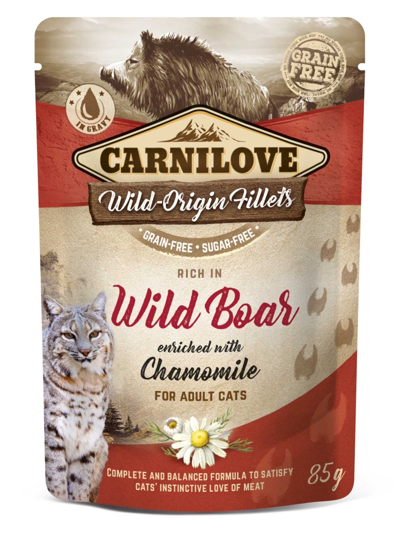 Carnilove Cat tasakos Wild Boar with Chamomile - Vaddisznó kamillával 85g