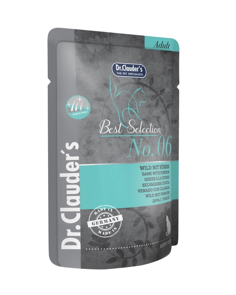 Dr.Clauders Cat Best Selection No6 Alutasak Vadhús sütőtökkel - Hair&skin 85g