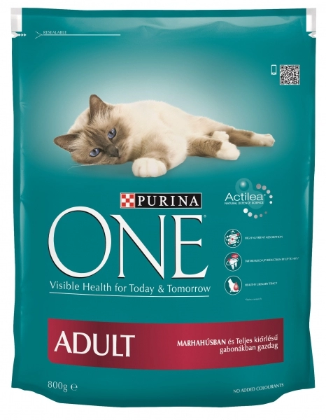 ONE Száraz Macska  Adult Marha+ Teljes Kiőrlésű Gabonák 800g