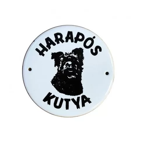 Kutya Harap Tábla Fém Retro 10cm
