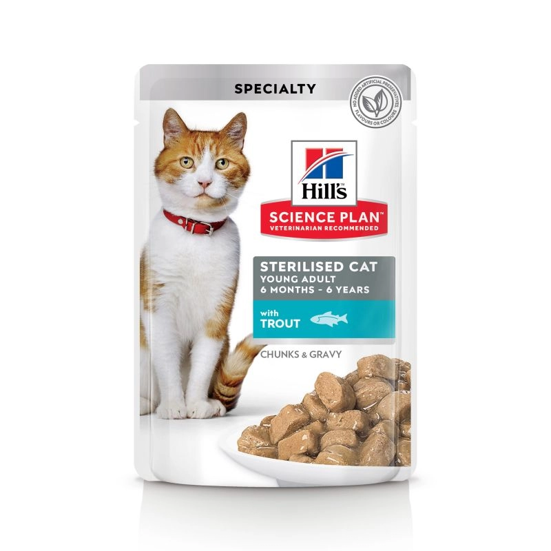 Hills SP Feline Young Adult SterilizedCat  Trout Alutasak 12x85g
