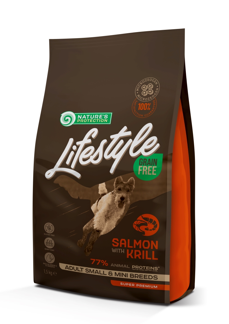 Natures Protection Lifestyle Dog Adult Grain Free Salmon with krill Small&mini 1,5kg