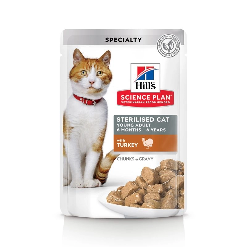 Hills SP Feline Young Adult  SterilzedCat Turkey Alutasak 12x85g