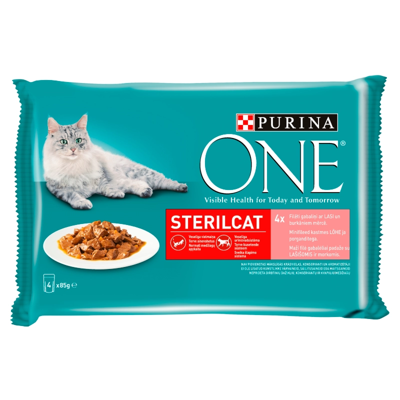 Purina One Sterilcat Lazaccal és Répával nedves macskaeledel sterilizált macskák számára 4 x 85 g