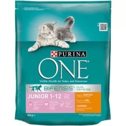 Purina One Junior csirkében gazdag teljes értékű állateledel kölyökmacskák részére 800 g