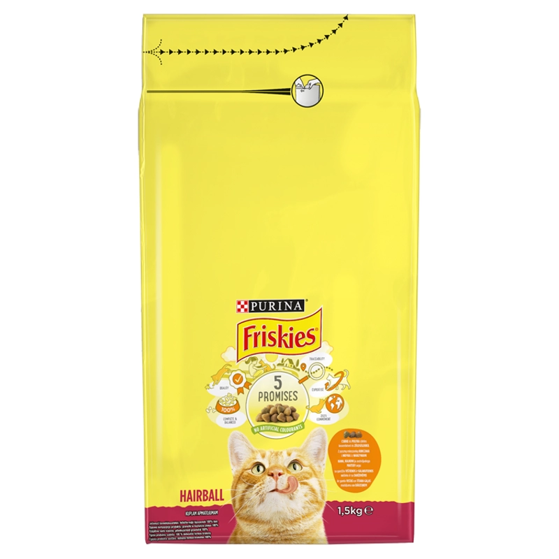 Friskies Hairball Formula száraz macskaeledel csirkével és hozzáadott zöldségekkel 1,5 kg