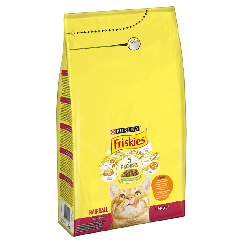 Friskies Hairball Formula száraz macskaeledel csirkével és hozzáadott zöldségekkel 1,5 kg
