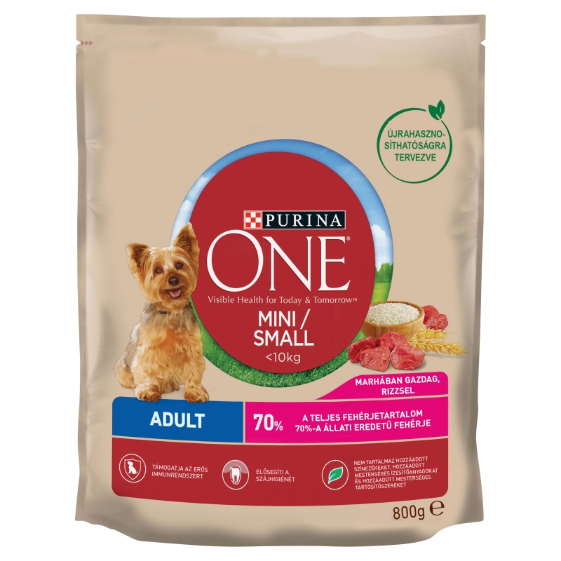 Purina One Mini Adult marhában gazdag száraz kutyaeledel 800 g