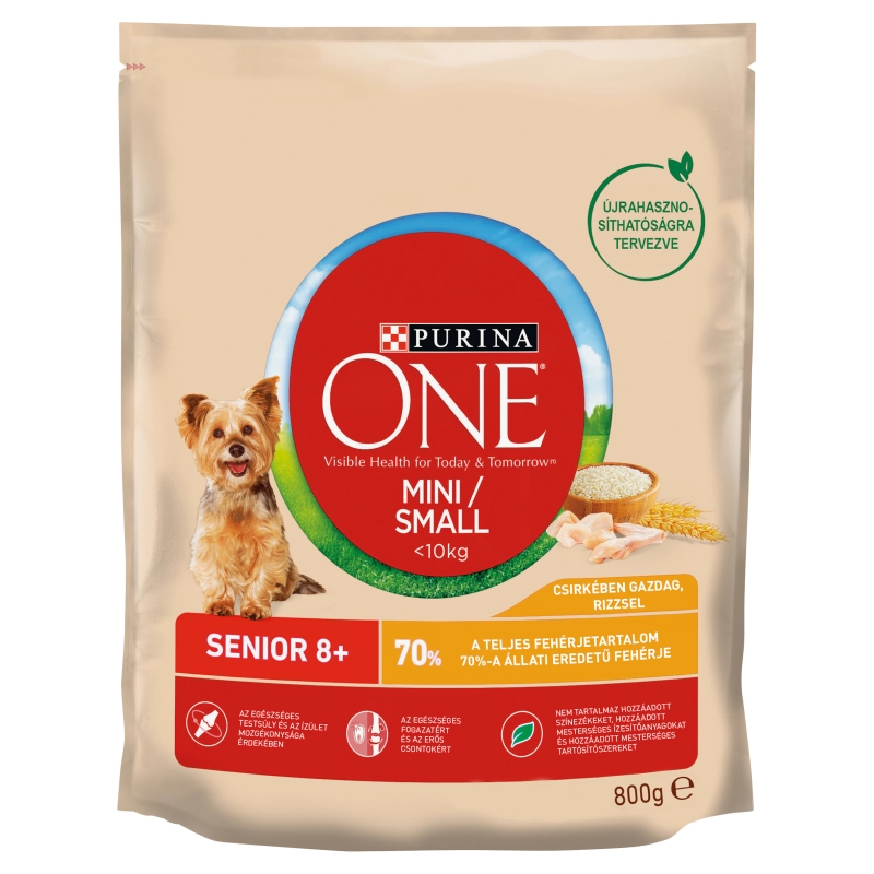 Purina One Mini Senior csirkében gazdag száraz kutyaeledel 800 g
