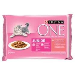 Purina One Junior Mini Filé nedves macskaeledel szószban lazaccal és sárgarépával 4x85 g