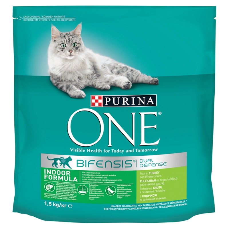 Purina One Indoor Formula teljes kiőrlésű gabonákban gazdag száraz macskaeledel