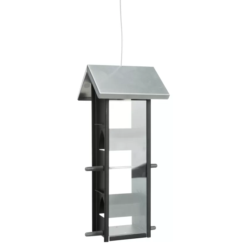 Kültéri Madáretető Függő Műanyag/Fém 750ml/12x28x12cm Fekete