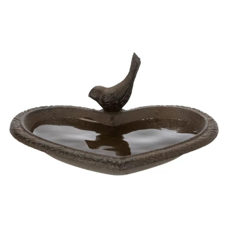 Kültéri Madárfürdető Szív Alakú Öntöttvas 250ml/16x15cm Barna