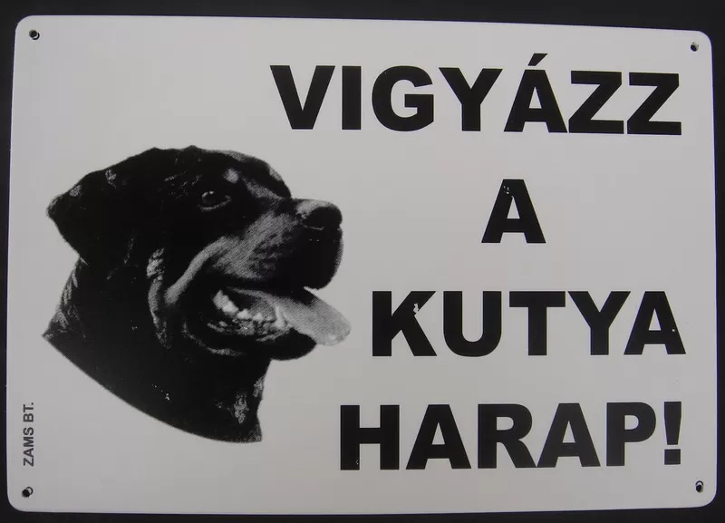 Kutya Harap Tábla Fém A/5