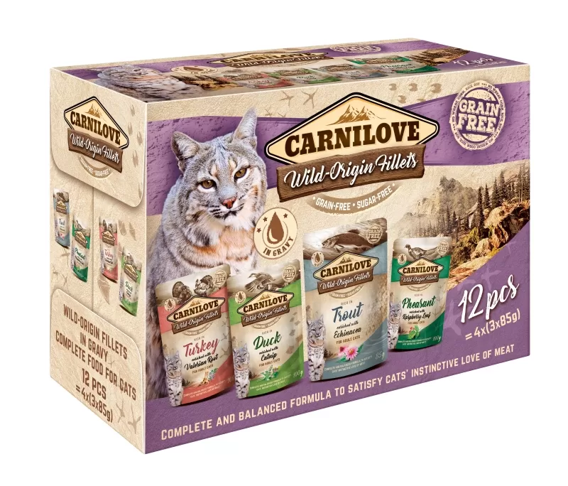 Carnilove Cat tasakos Multipack - pulyka,kacsa,pisztráng, fácán 12x85g
