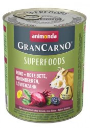 Animonda GranCarno Adult (superfood) marhacéklaszederpitypang konzerv 6x800g