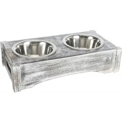 Trixie tál szett fa állványon 2x0,75l/15cm, 42x10x22cm fehér