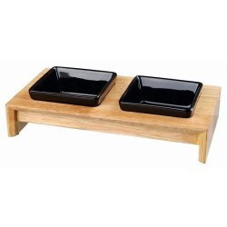 Trixie kerámia tál fa állványon kutyának 2x0.2l 28x5x15cm fekete
