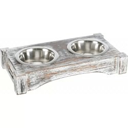 Trixie tál szett fa állványon 2x0,2l/10cm, 30x5x16cm fehér