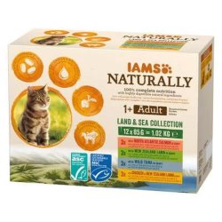Iams Cat Naturally Senior Land&Sea 12*85gr