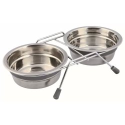 Trixie Tál Szett Fém Állvánnyal, 2x0.45L/ 13cm szürke