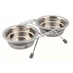 Trixie Tál Szett Fém Állvánnyal, 2x0.25L/ 11cm szürke