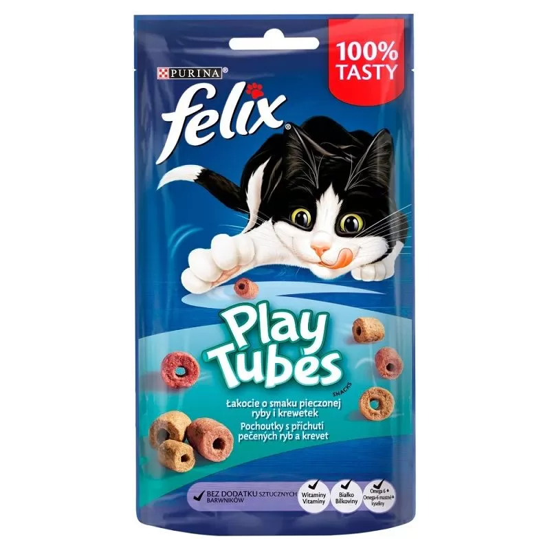 Felix Play Tubes Hal és Garnélarák ízű jutalomfalat 50g