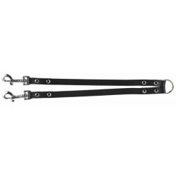 Trixie Póráz Basic Bőr Kettös Vezető XS-S 30cm/10mm fekete