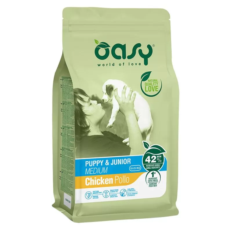 Oasy Dog Lifestage Puppy&Junior Medium 12kg