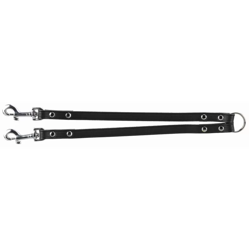 Trixie Póráz Basic Bőr Kettös Vezető S-M 30cm/13mm fekete
