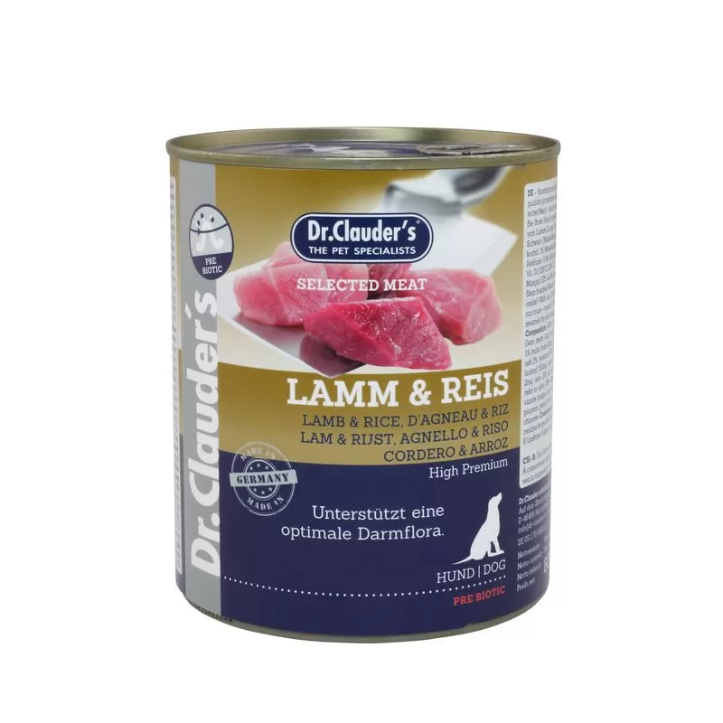 Dr.Clauders Dog Selected Meat Bárányos és rizses konzerv 800g