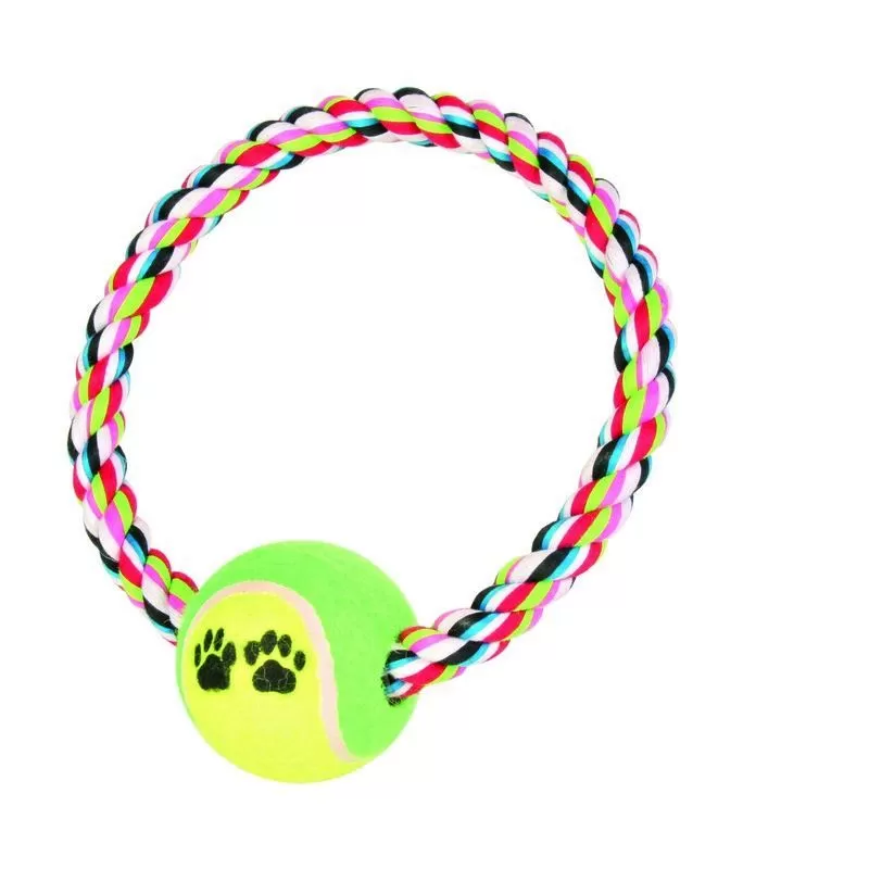 Trixie Játék rágókötél Karika teniszlabdával 18cm/6cm