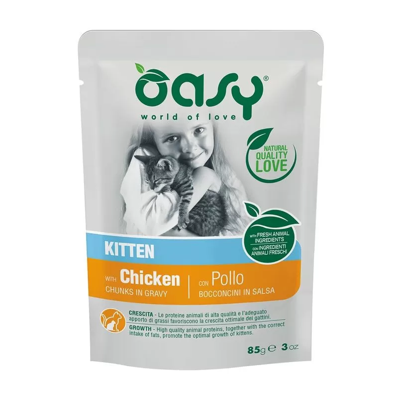 Oasy Cat Alutasakos Chunks in Gravy Kitten Chicken 85g