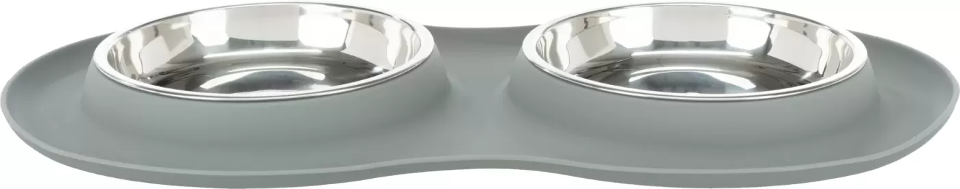 Trixie Tál Szett Szilikon/Rozsdamentes Acél 2x0.3L 16cm/47x3x26cm, Szürke